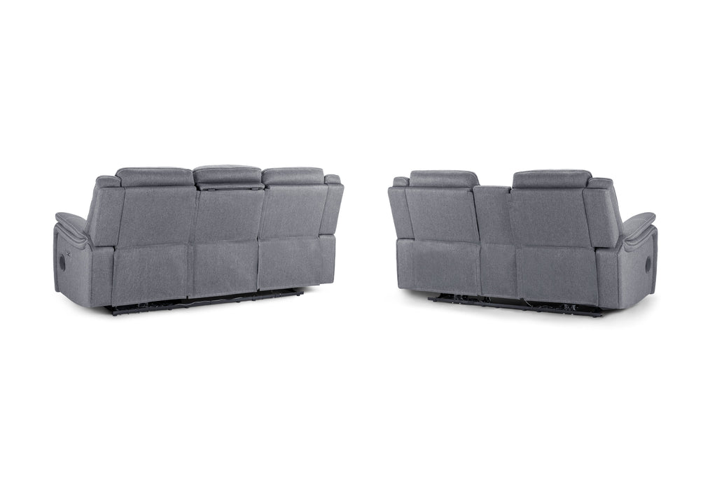 Jungle Electric Recliner Sofa Grey Fabric 3+2 Set - Sofa Sloth