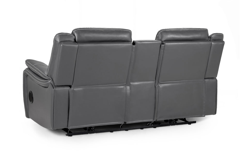 Jungle Electric Recliner 2 Seater Grey Leather - Sofa Sloth