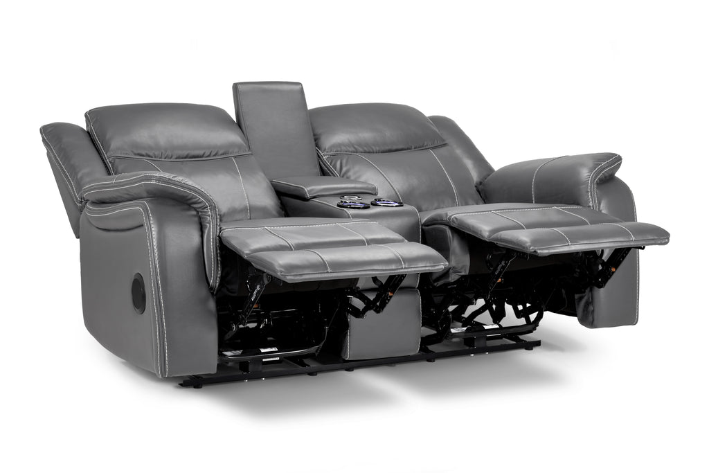 Jungle Electric Recliner 2 Seater Grey Leather - Sofa Sloth
