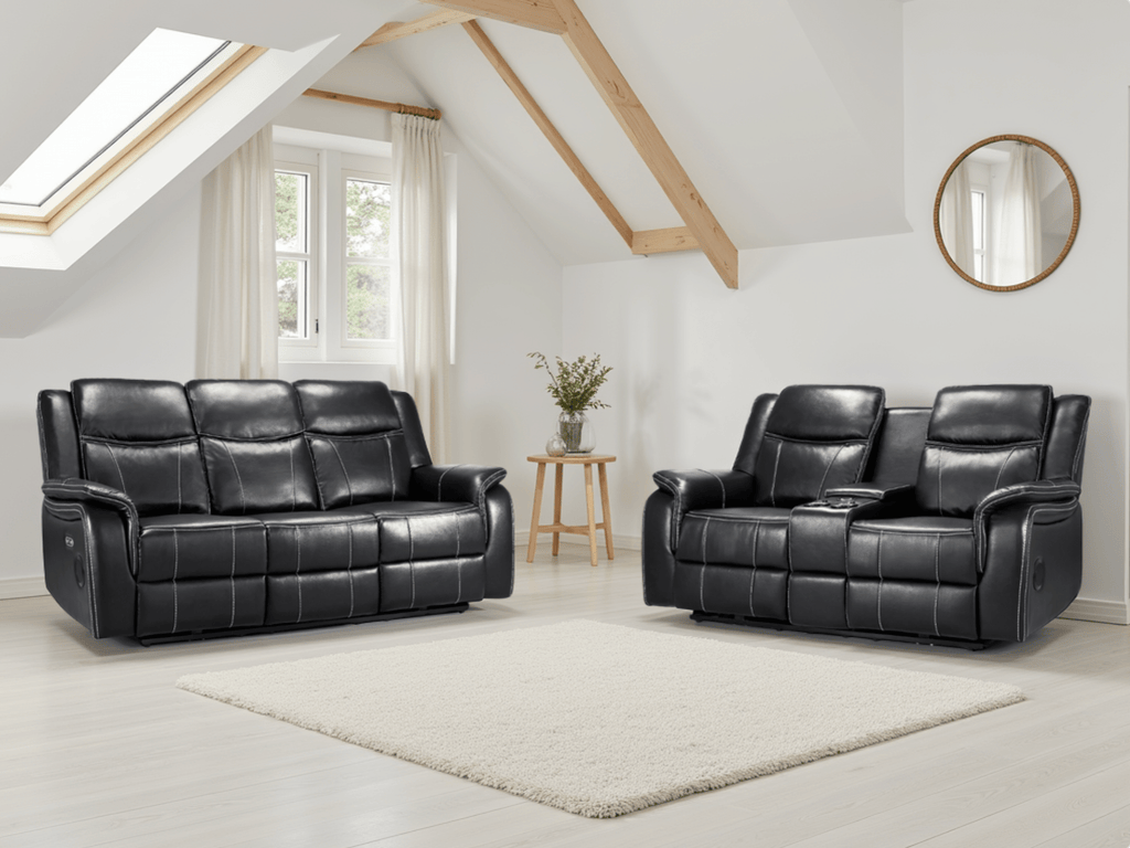 Jungle Electric Recliner Sofa Black 3+2 Set - Sofa Sloth