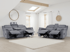 Jungle Electric Recliner Sofa Grey Fabric 3+2 Set - Sofa Sloth