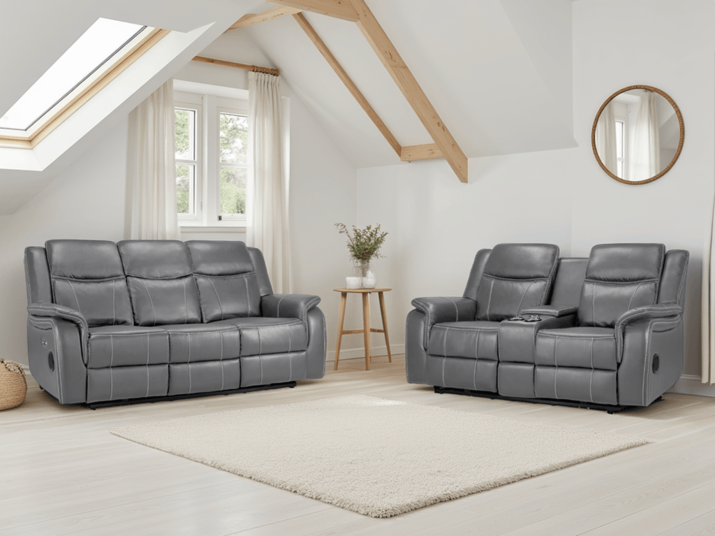 Jungle Electric Recliner Sofa Grey 3+2 Set - Sofa Sloth