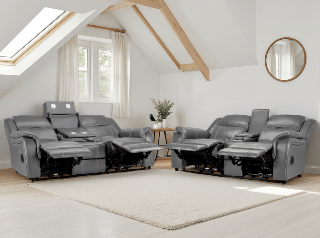 Jungle Electric Recliner Sofa Grey 3+2 Set - Sofa Sloth