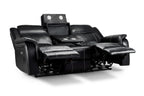 Jungle Electric Recliner 3 Seater Black Leather - Sofa Sloth