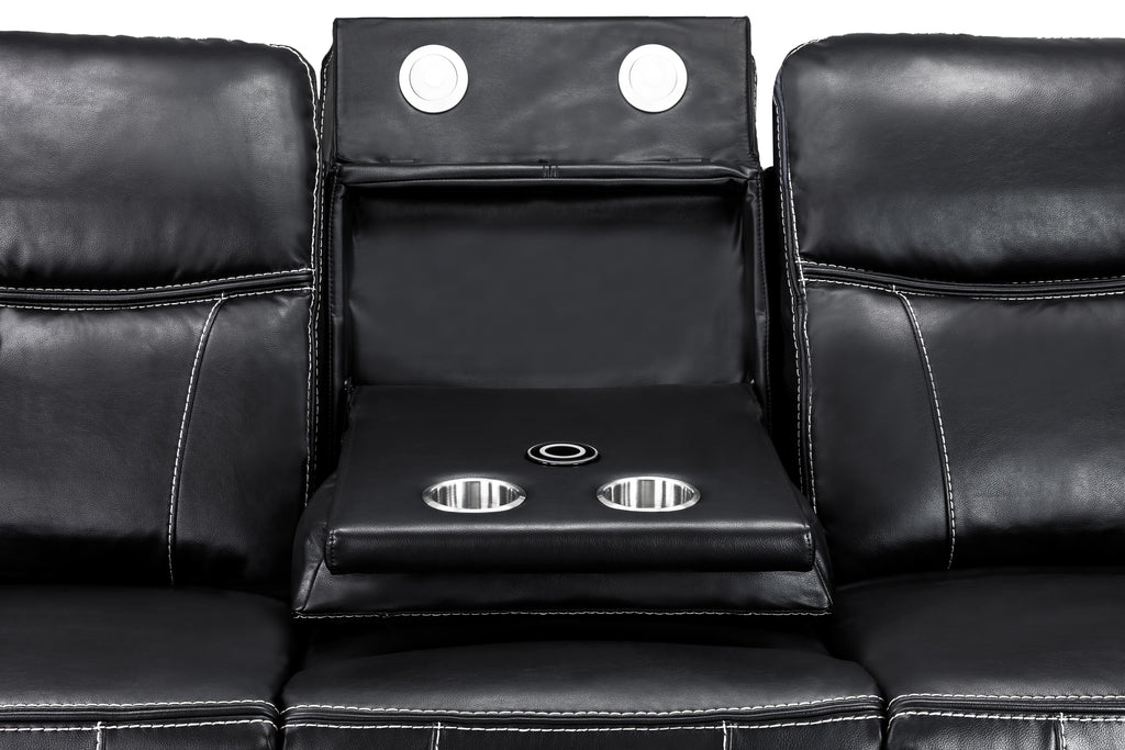 Jungle Electric Recliner 3 Seater Black Leather - Sofa Sloth