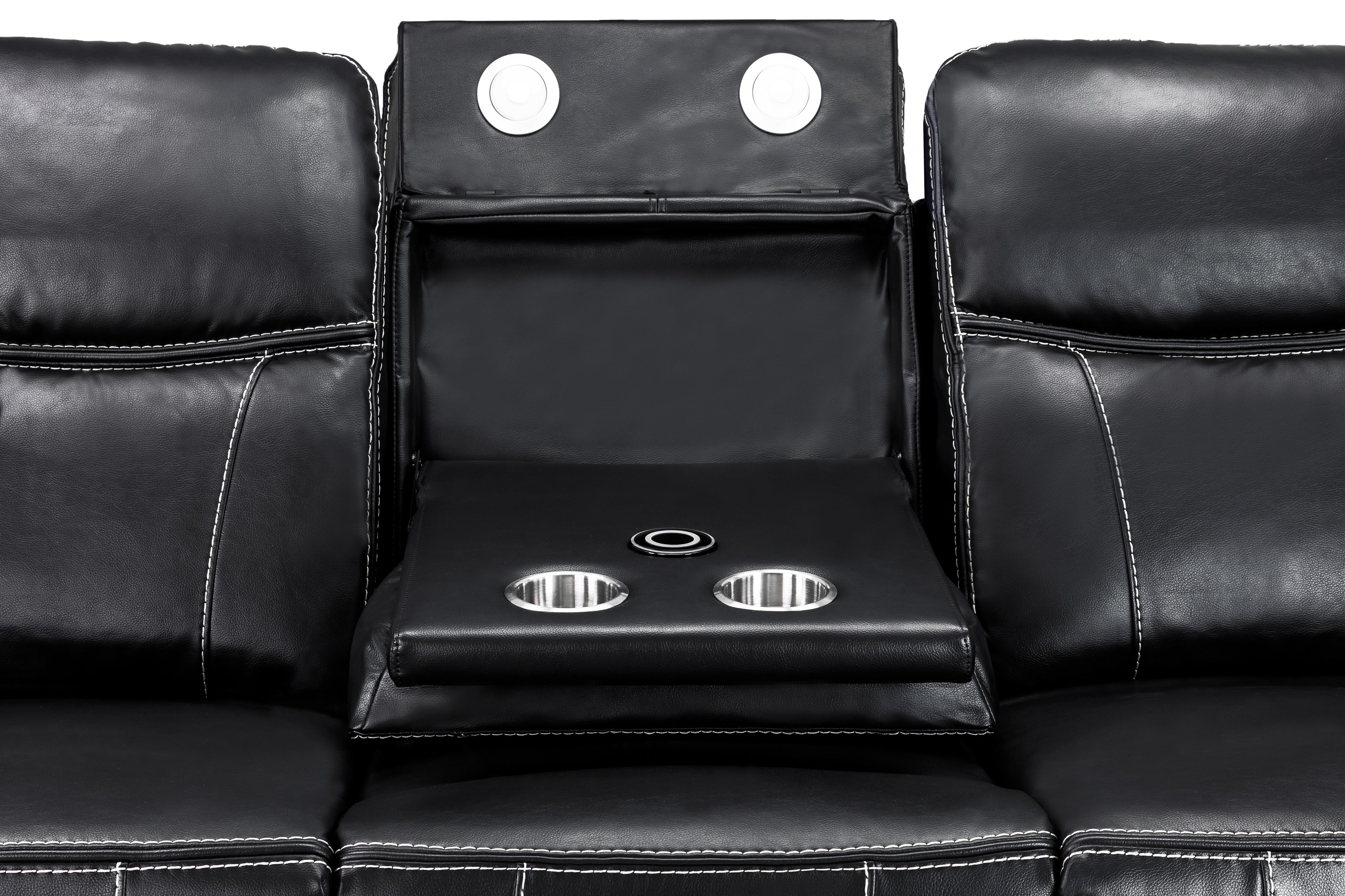Jungle Electric Recliner 3 Seater Black Leather - Sofa Sloth