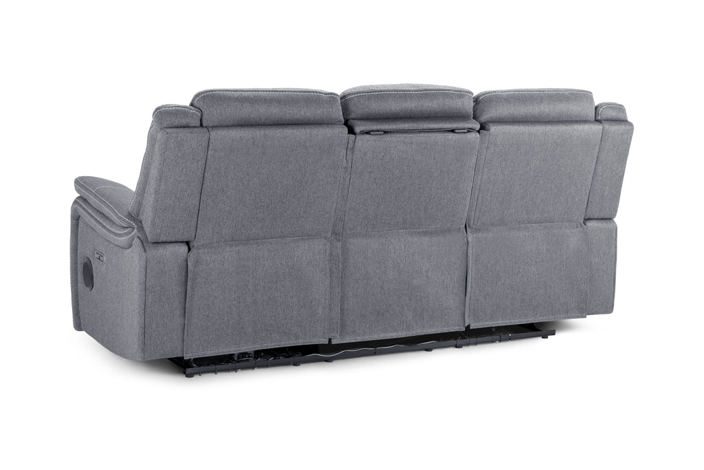 Jungle Electric Recliner 3 Seater Grey Fabric