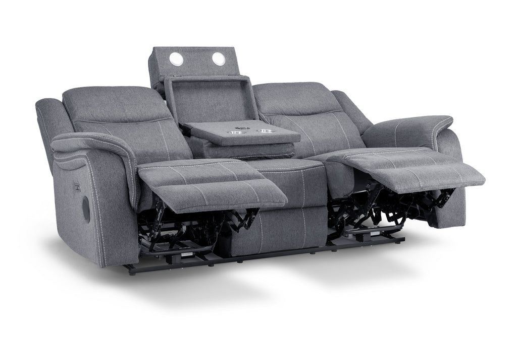 Jungle Electric Recliner 3 Seater Grey Fabric