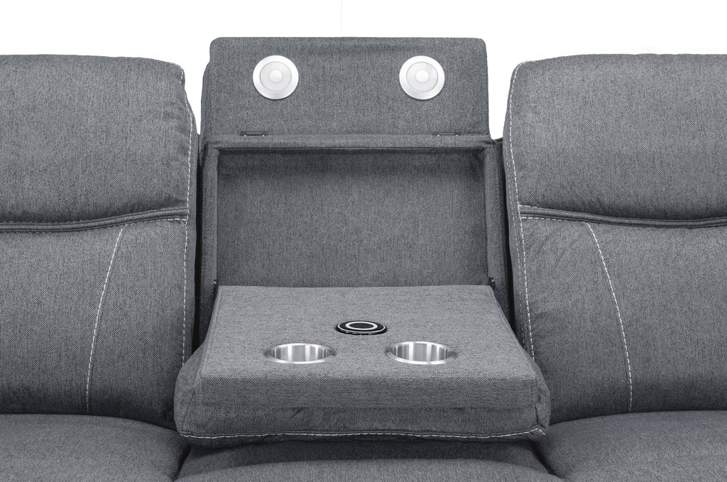 Jungle Electric Recliner 3 Seater Grey Fabric