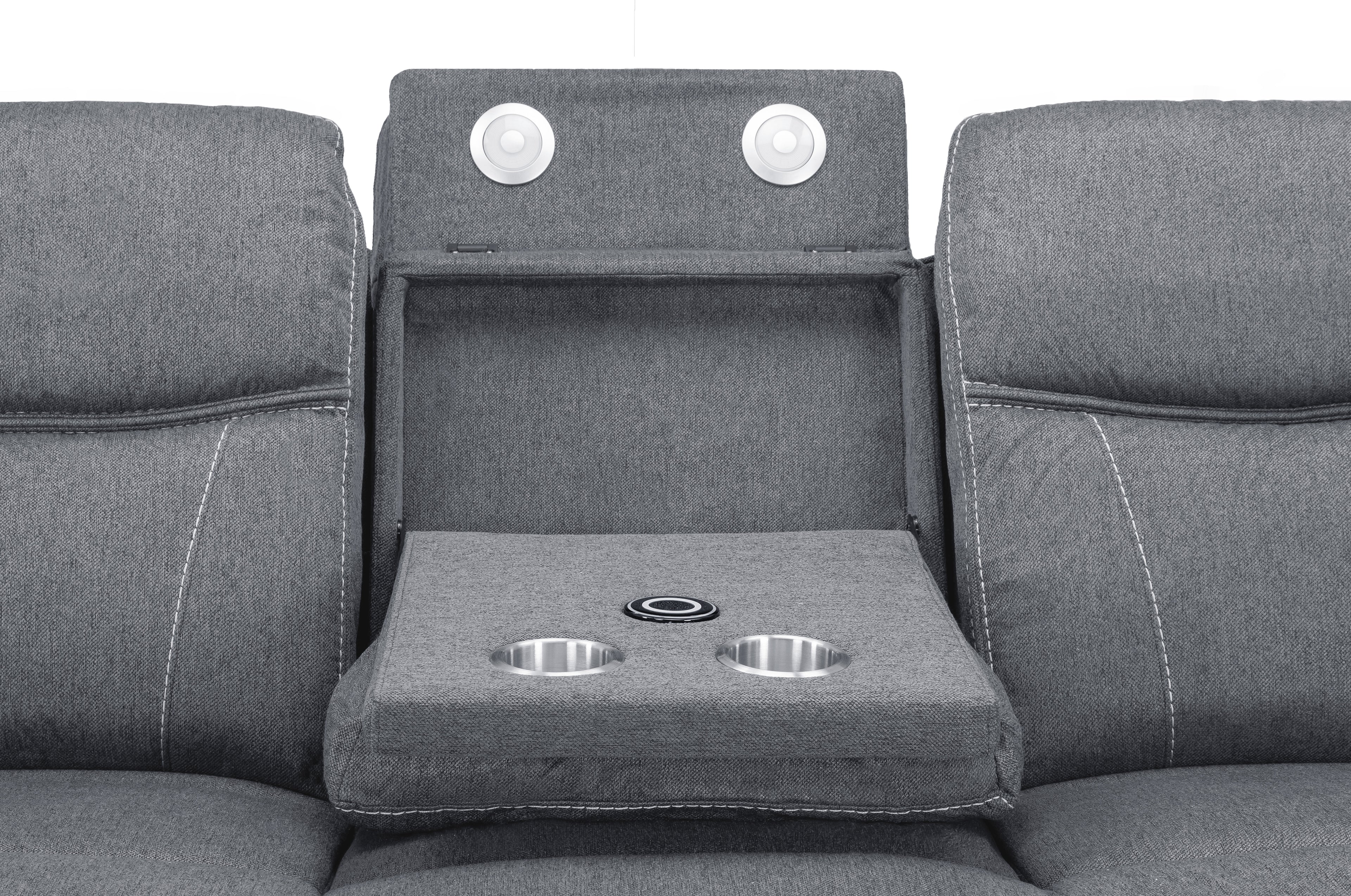 Jungle Electric Recliner 3 Seater Grey Fabric