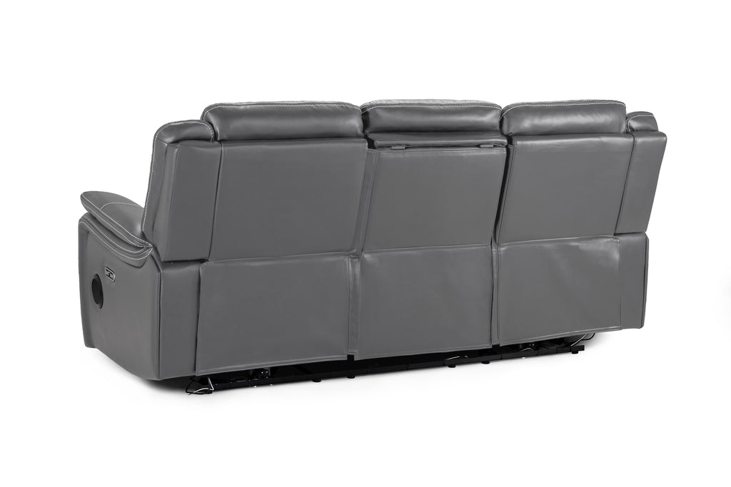 Jungle Electric Recliner 3 Seater Grey Leather