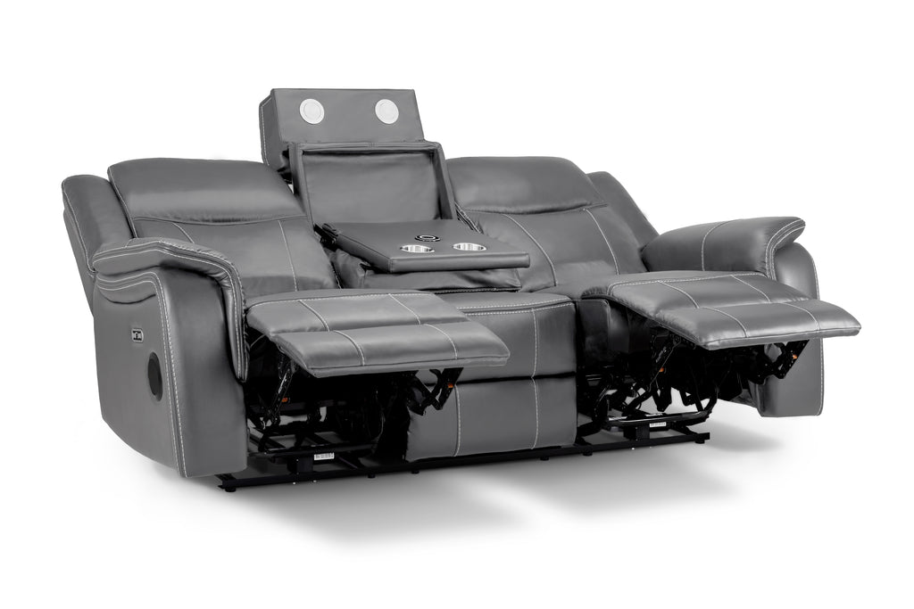 Jungle Electric Recliner 3 Seater Grey Leather