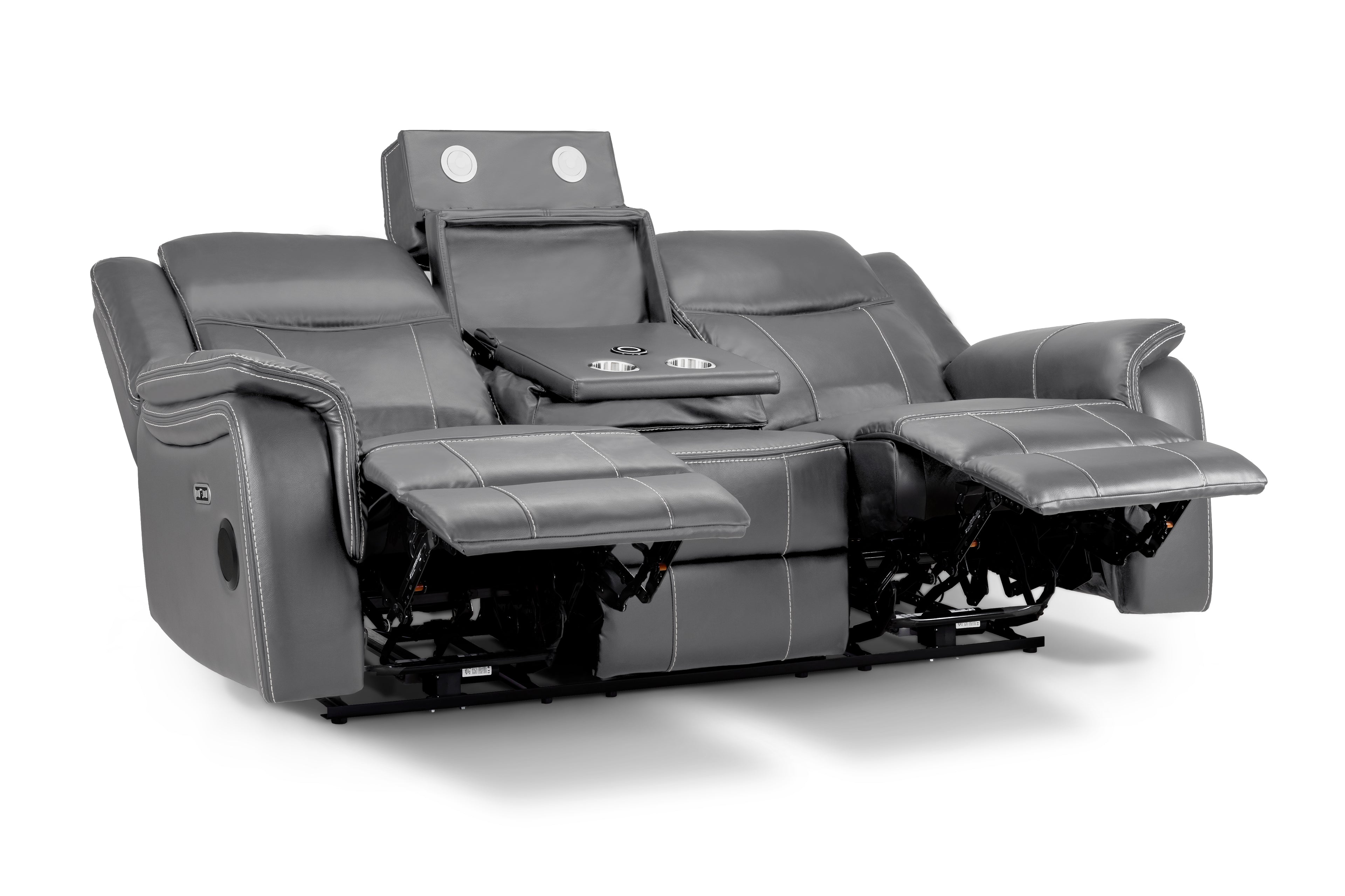 Jungle Electric Recliner 3 Seater Grey Leather