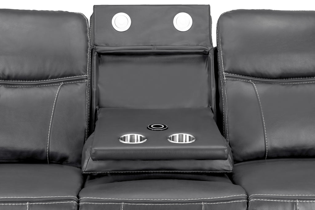Jungle Electric Recliner 3 Seater Grey Leather