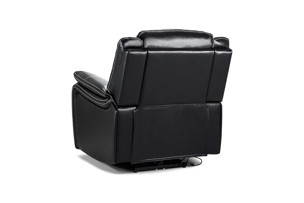 Jungle Electric Recliner Armchair Black Leather - Sofa Sloth