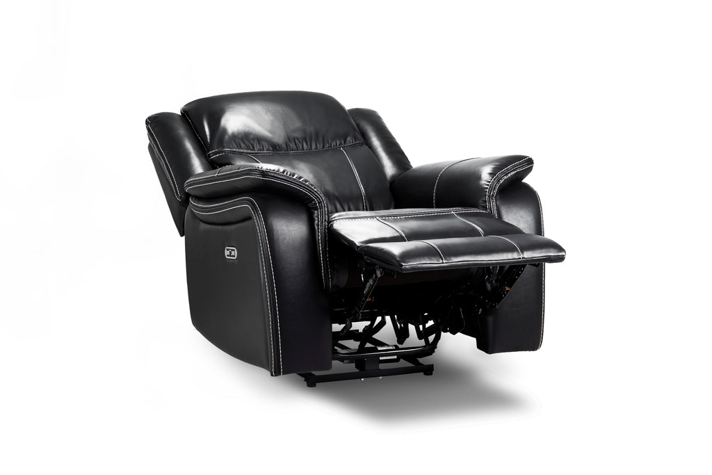 Jungle Electric Recliner Armchair Black Leather - Sofa Sloth