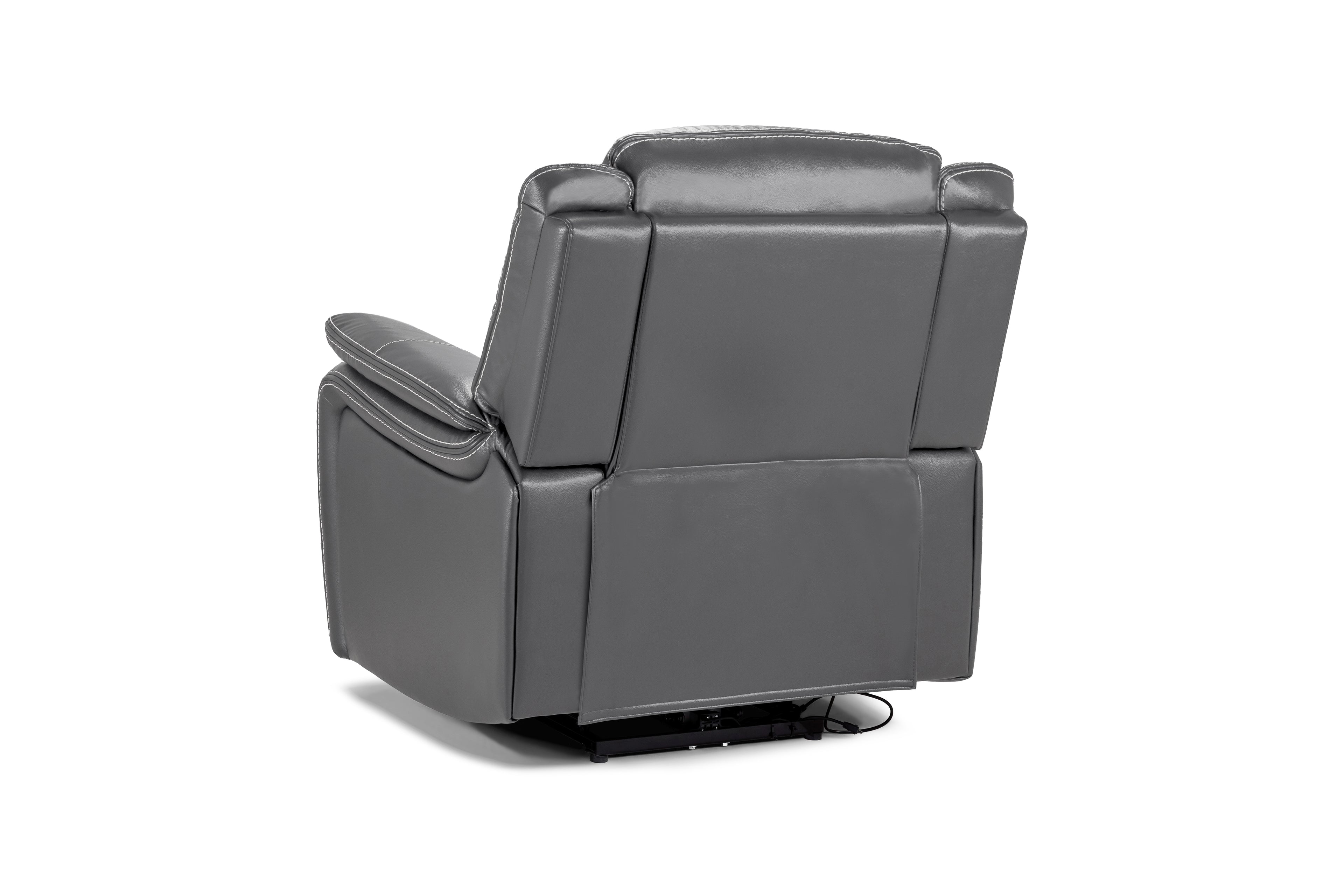 Jungle Electric Recliner Armchair Grey Leather - Sofa Sloth