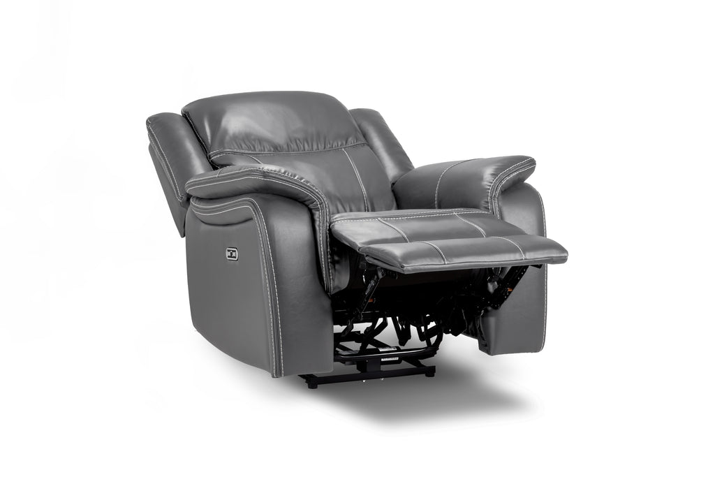 Jungle Electric Recliner Armchair Grey Leather - Sofa Sloth