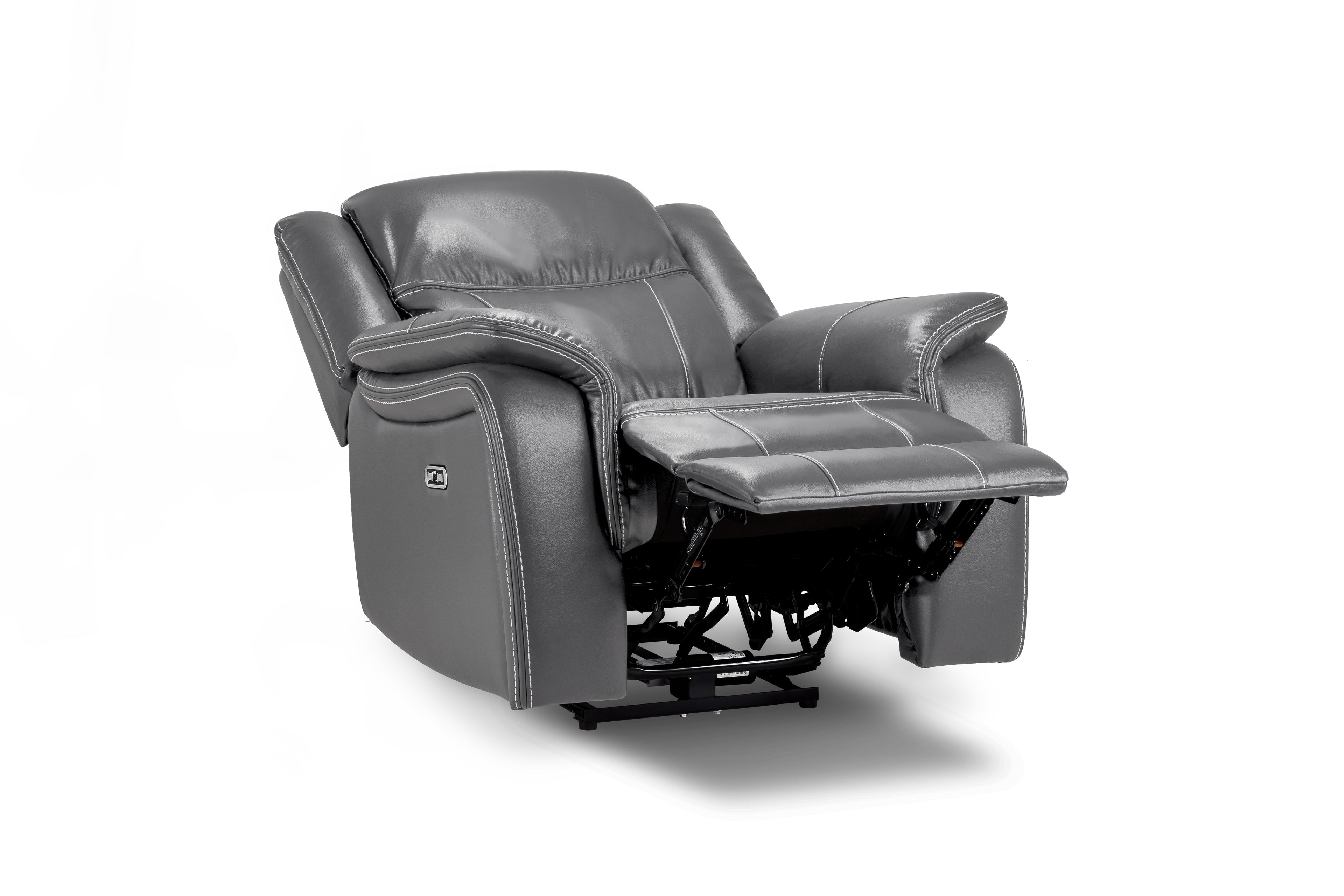 Jungle Electric Recliner Armchair Grey Leather - Sofa Sloth