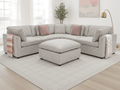 Kindle Sofa Grey Large Corner with Footstool - Sofa Sloth