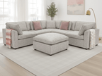 Kindle Sofa Grey Large Corner with Footstool - Sofa Sloth