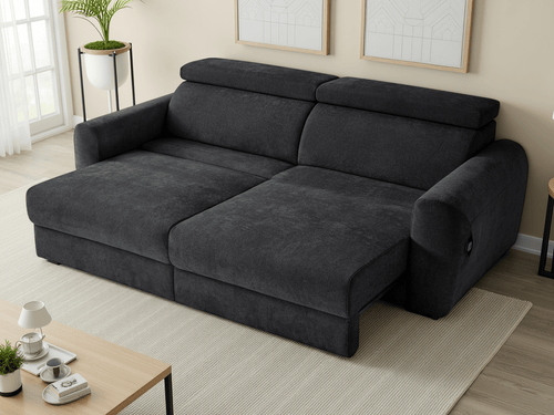 Canvas Electric Sofabed Black 3 Seater - Sofa Sloth