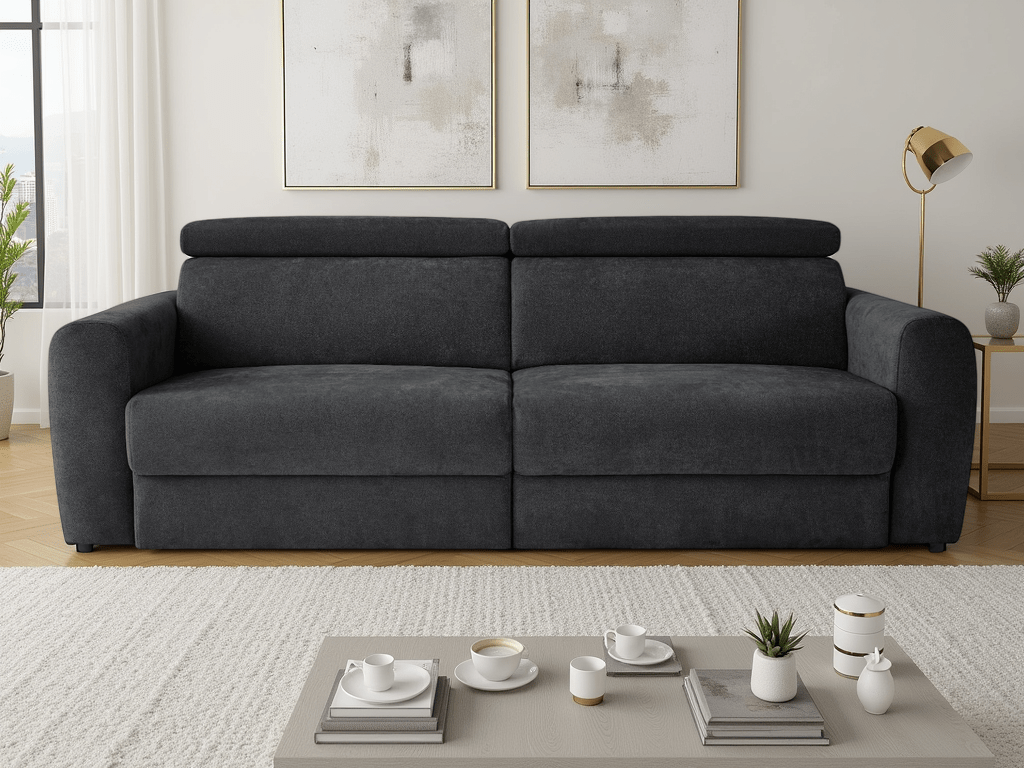 Canvas Electric Sofabed Black 3 Seater - Sofa Sloth