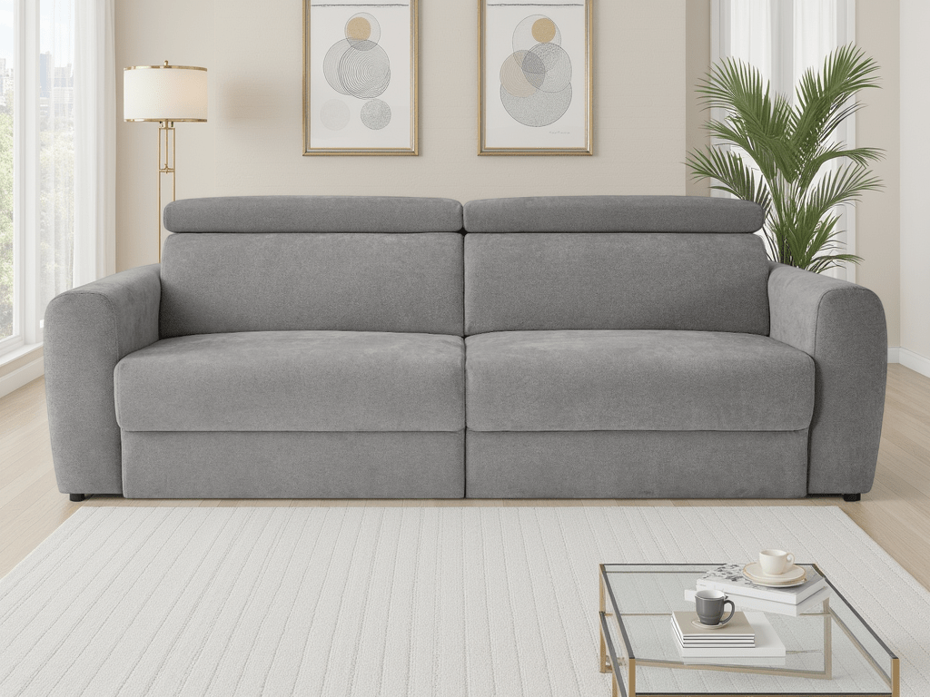 Canvas Electric Sofabed Grey 3 Seater - Sofa Sloth