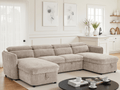 Dusk Sofabed Beige U Shape Corner - Sofa Sloth