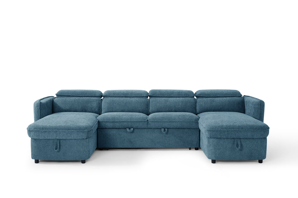 Dusk Sofabed Blue U Shape Corner - Sofa Sloth