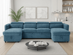 Dusk Sofabed Blue U Shape Corner - Sofa Sloth