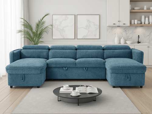 Dusk Sofabed Blue U Shape Corner - Sofa Sloth