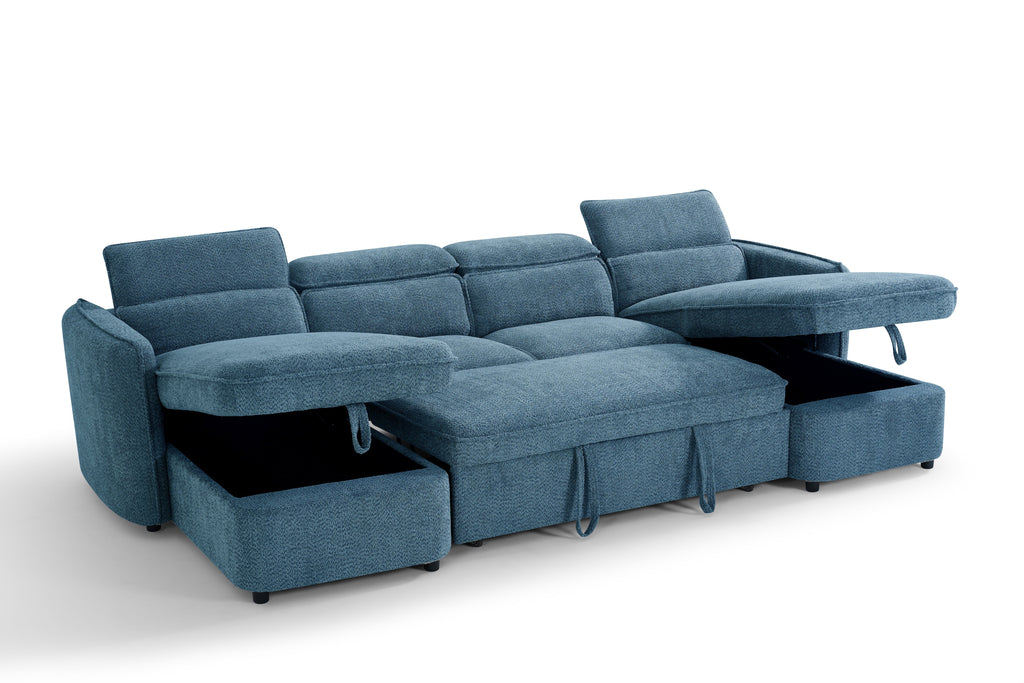 Dusk Sofabed Blue U Shape Corner - Sofa Sloth