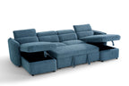 Dusk Sofabed Blue U Shape Corner - Sofa Sloth