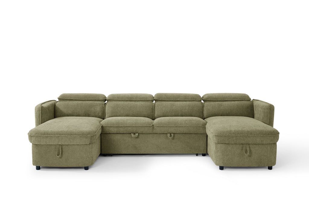 Dusk Sofabed Green U Shape Corner - Sofa Sloth