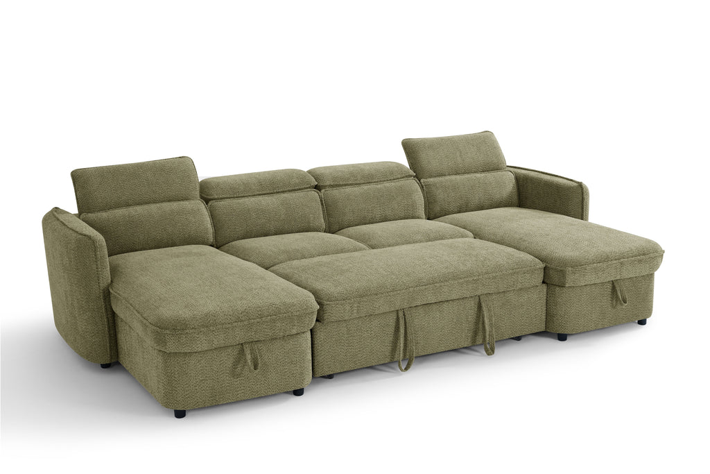 Dusk Sofabed Green U Shape Corner - Sofa Sloth