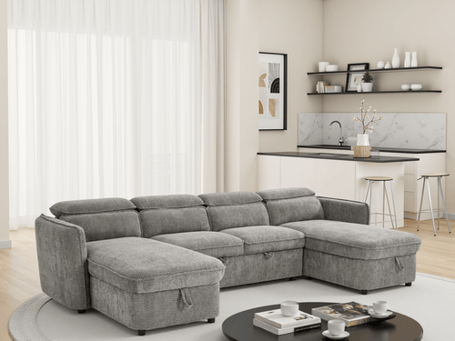 Dusk Sofabed Grey U Shape Corner - Sofa Sloth