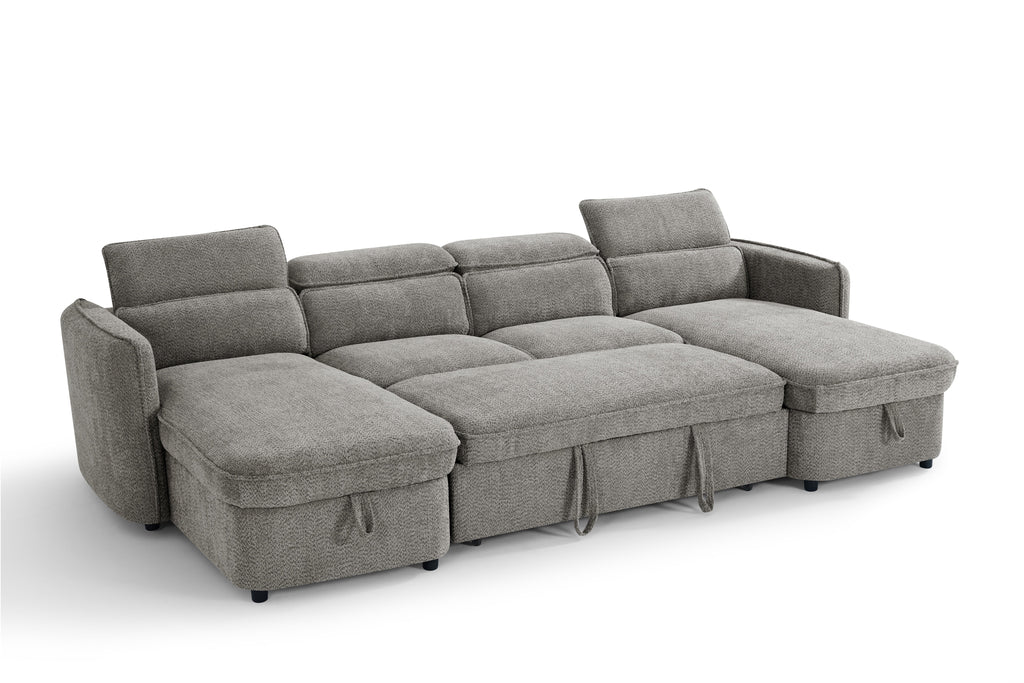 Dusk Sofabed Grey U Shape Corner - Sofa Sloth
