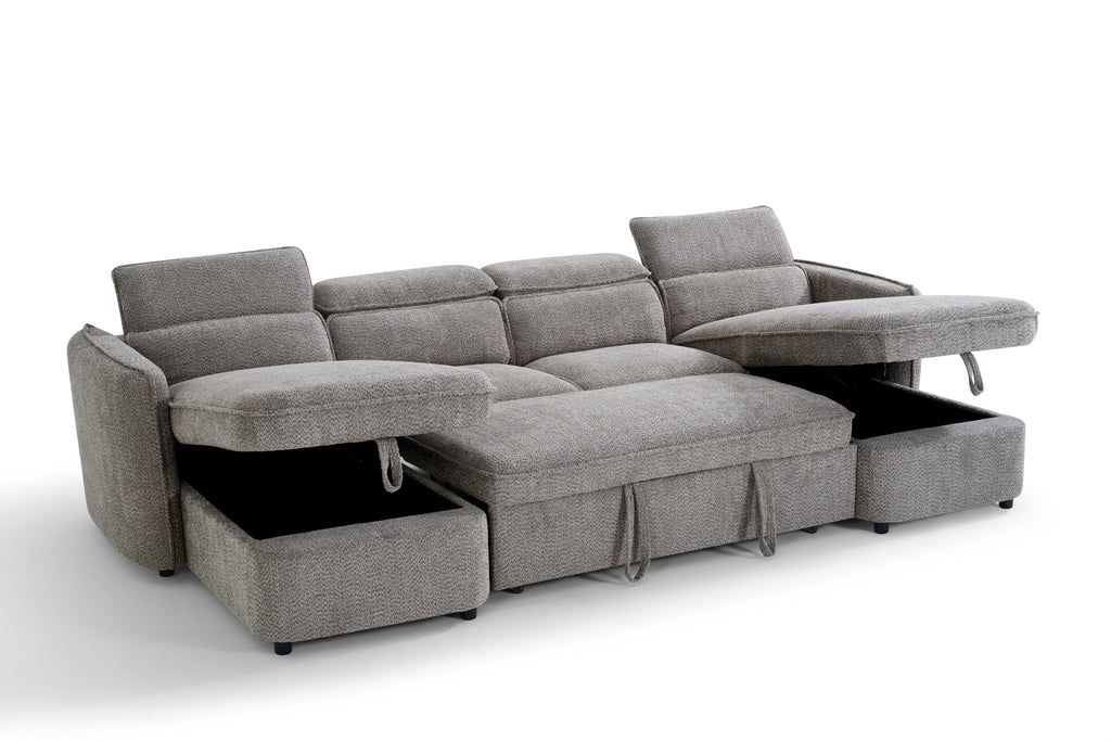 Dusk Sofabed Grey U Shape Corner - Sofa Sloth