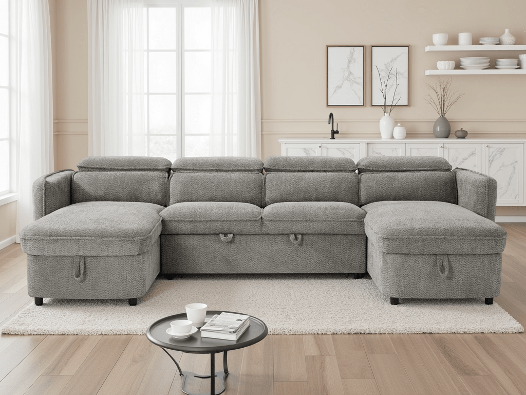 Dusk Sofabed Grey U Shape Corner - Sofa Sloth