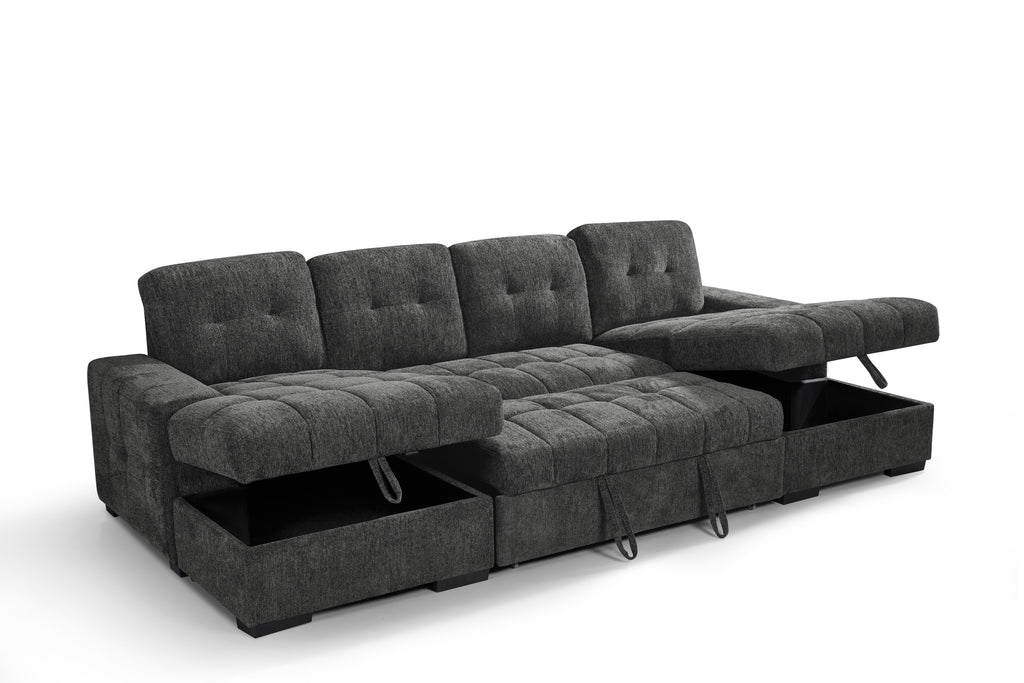 Serene Sofabed Grey U Shape Corner - Sofa Sloth