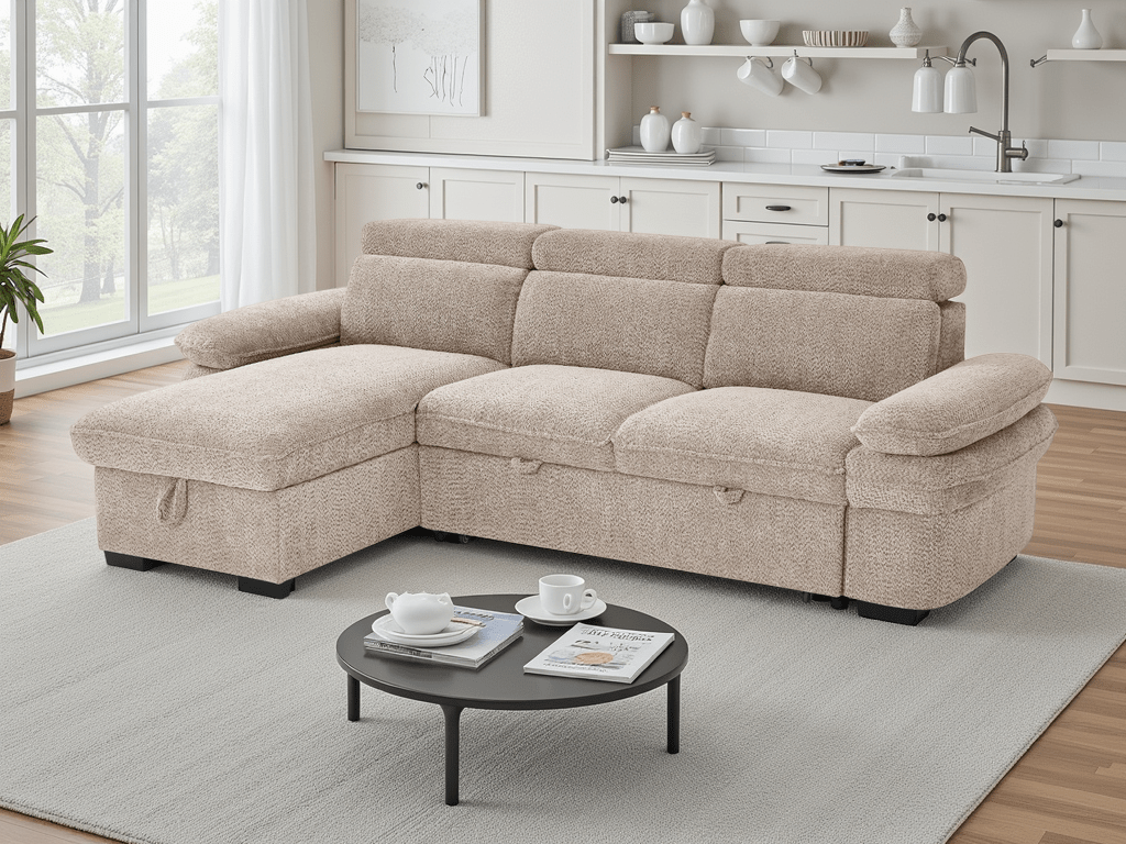 Huddle Sofabed Beige Universal Corner - Sofa Sloth