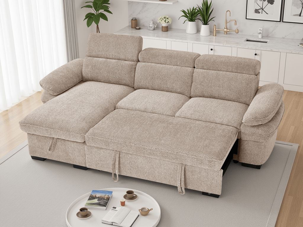 Huddle Sofabed Beige Universal Corner - Sofa Sloth
