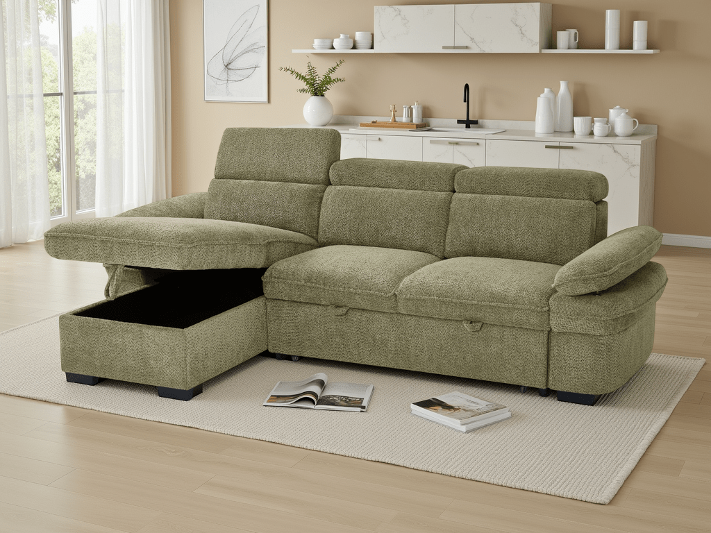 Huddle Sofabed Green Universal Corner - Sofa Sloth
