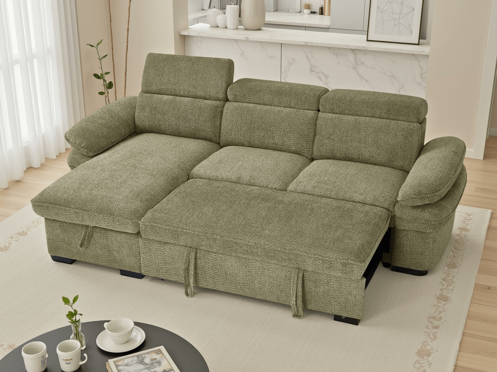 Huddle Sofabed Green Universal Corner - Sofa Sloth
