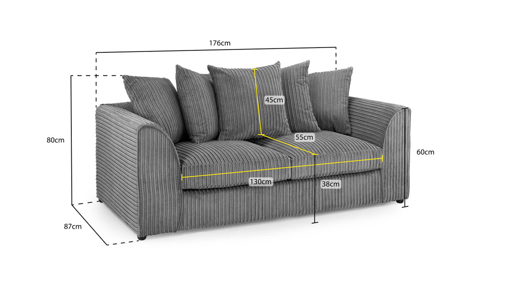 Leaf Jumbo Sofa Grey 3 Seater