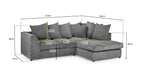 Leaf Jumbo Sofa Grey Right Hand Facing Corner