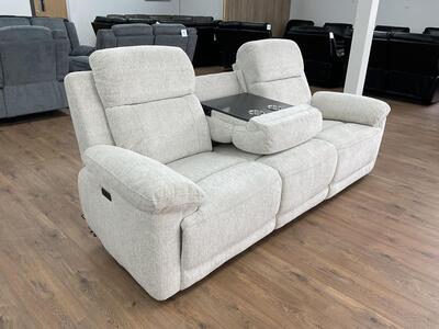 Savanna Electric Recliner Sofa Beige 3 Seater - Sofa Sloth