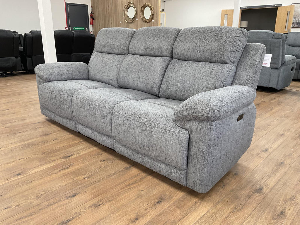 Savanna Electric Recliner Sofa Grey 3 Seater