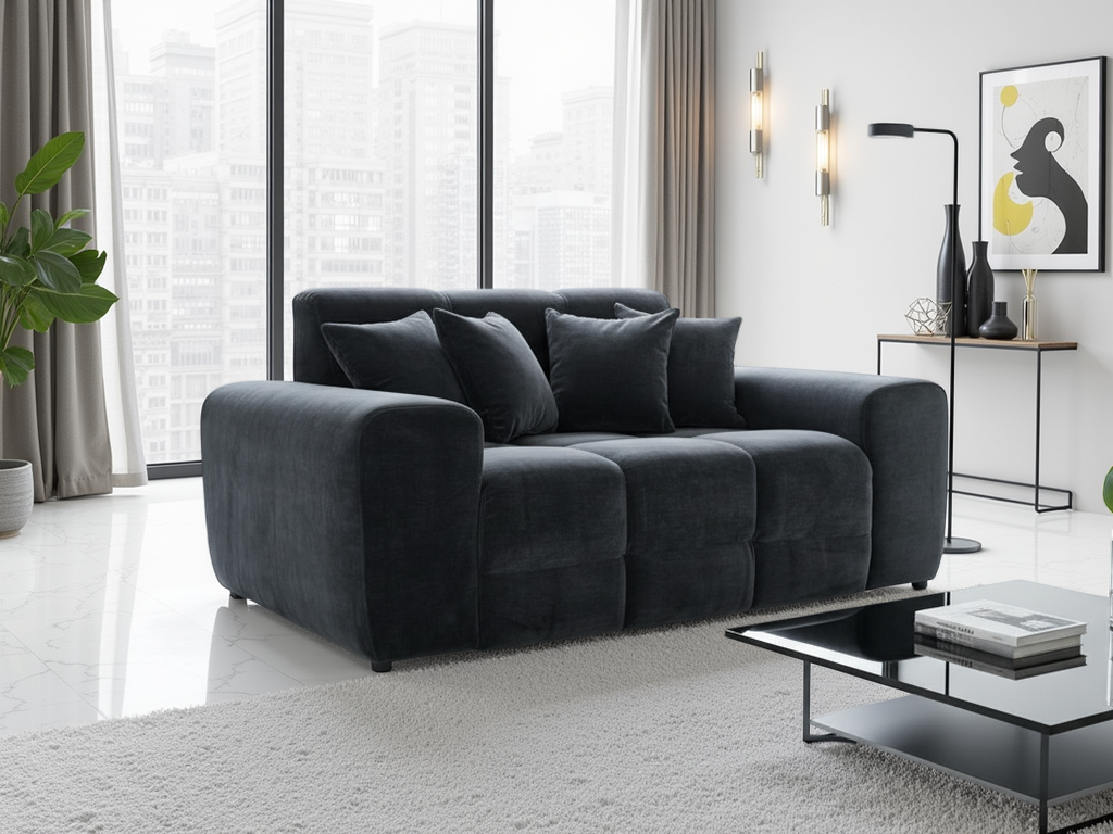 Lunar Sofa Black 2 Seater